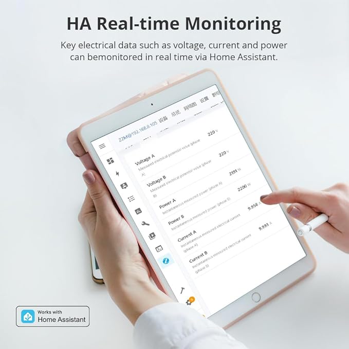 Smart Home Energy Monitor with 2 x 120A CTs, Live Electricity Usage Tracking, Supports Single-Phase 3-Wire System, Works with Home Assistant & Zigbee2MQTT (Zigbee Version) - Image 9