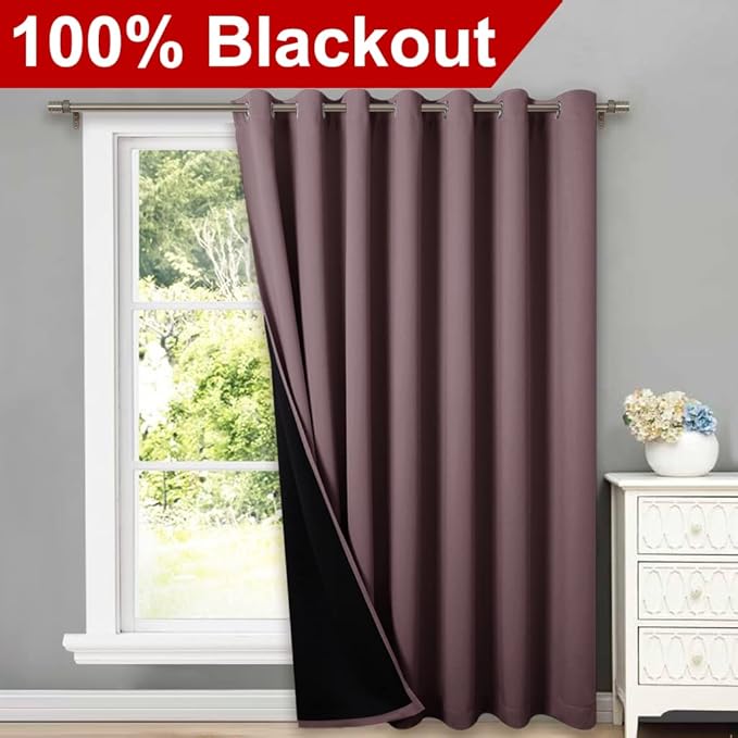 NICETOWN Total Shade Patio Door Curtain, Heavy-Duty Full Light Shading Sliding Door Drape Room Divider Curtain, Vertical Blind for Window（Dry Rose, 1 Panel, 100 inches Wide x 84 inches Long - Image 2
