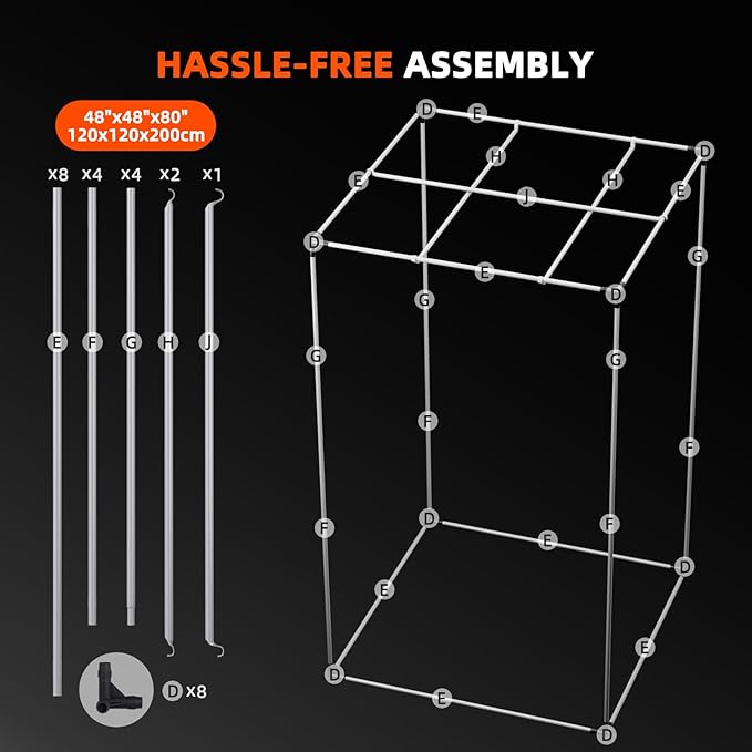 Spider Farmer 4x4 Grow Tent 2025 New, 48"x48"x80", with Hook for Controller and Power Strip, Enlarged View Window, 1680D Thicken Mylar Canvas for Indoor Hydroponic Growing for SF4000, SE5000, G5000 - Image 9