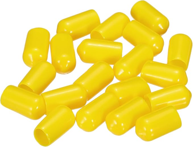 uxcell 20pcs Rubber End Caps 8mm(5/16") ID Vinyl PVC Round Tube Bolt Cap Cover Screw Thread Protectors Yellow - Image 4