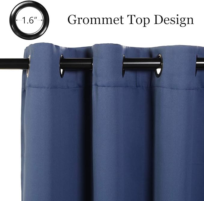 MYSKY HOME Blue Blackout Curtains for Living Room Closet Door Curtains Doorway Thermal Insulated Grommet Room Darkening Window Curtain Panel for Bedroom, Single Panel Curtains 42 x 72 Inch, Navy - Image 3