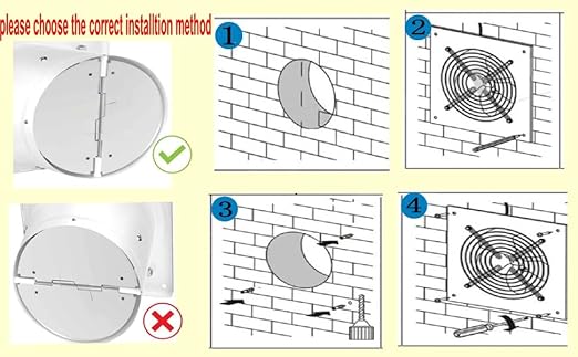 8 Inch Metal Exhaust Fan With Switch - Window and Wall Mounted Extractor With Check Valve for Kitchen, Attic, Garage, Warehouse (White) - Image 6