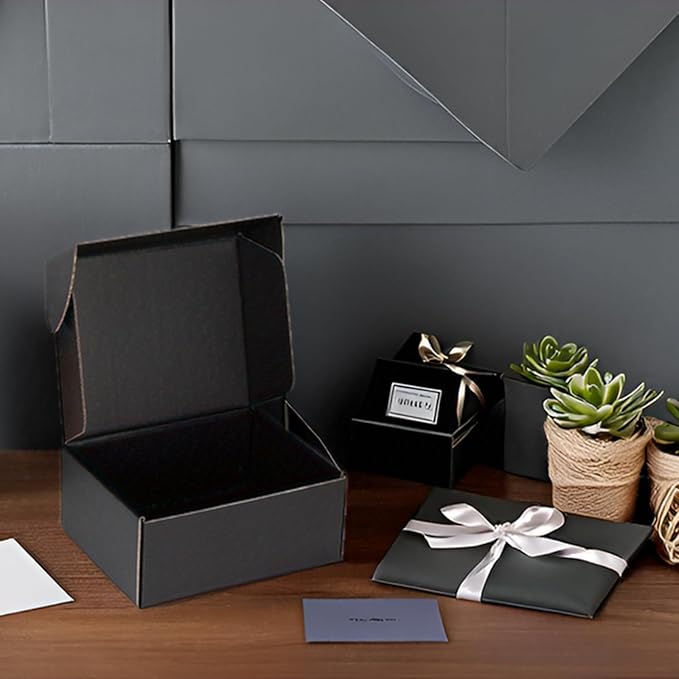 Small Shipping Boxes 9x6x4 Inch (25 Pack) - Sturdy Black Corrugated Cardboard Boxes for Small Business, Ecommerce, Mailing & Packaging | Recyclable Gift & Storage Boxes - Image 6