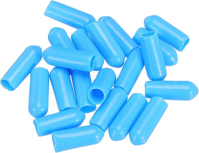 uxcell 20pcs Rubber End Caps 5mm(3/16") ID Vinyl PVC Round Tube Bolt Cap Cover Screw Thread Protectors,Light Blue - Image 4
