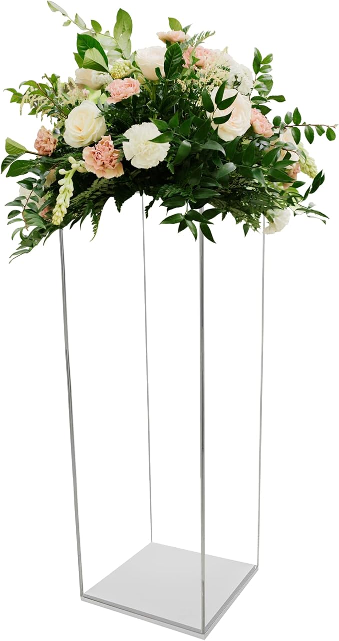 Marketing Holders Clear Tall Pedestal Display Box with White Base 12" x 12" x 40" Display Pedestal Art Sculpture Stand Box Lifter Elevate - Image 3