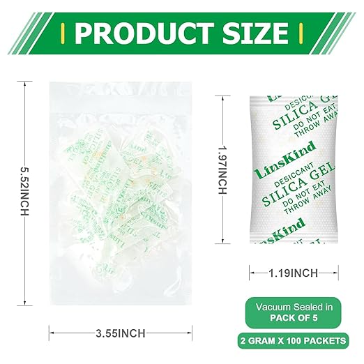 2 Gram [100 Packets] Food Grade Silica Gel Packets, Moisture Absorbers for Moisture Control - Protects Items from Moisture Damage - Image 3