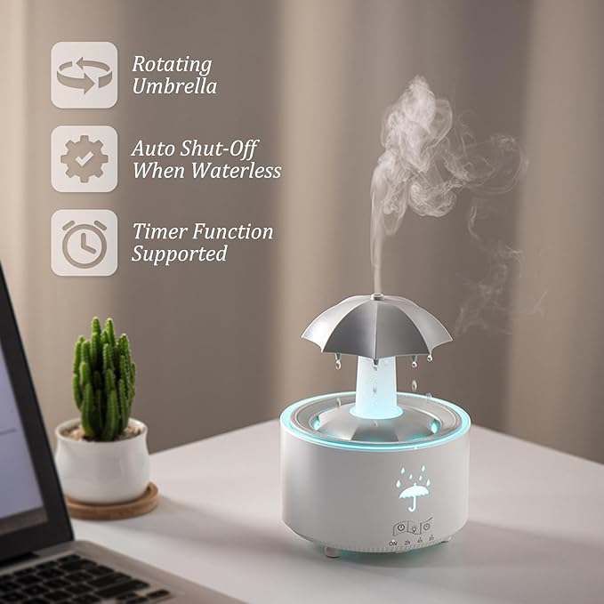 Essential Oil Diffuser for Home, Bedroom Humidifiers, Air Scent Aroma Aromatherapy Ultrasonic Humidifier Machine Timer Small Mini difusor de Aromas para casa Living Room Office Decor Gifts Raindrop - Image 5