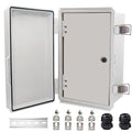 Waterproof Electrical Box with Mounting Plate, IP67 Junction Box Stainless Steel Latch Hinged Grey Cover Project Enclosure with Inner Door,Wall Bracket and 2 Glands 14" x 10" x 6" by YETLEBOX