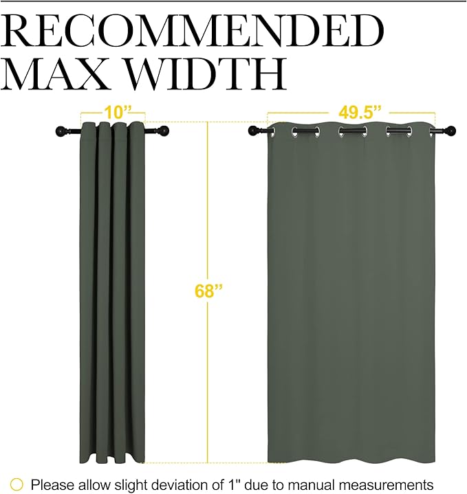 NICETOWN Thermal Insulated Curtains Blackout Draperies, Window Treatment Solid Grommet Room Darkening Drape Panels for Bedroom (Dark Mallard, Set of 2, 55 by 68 inches Long) - Image 7