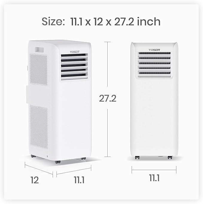 TOSOT 9,000 BTU Air Conditioner Easier to Install, Quiet and 3-in-1 Portable AC, Dehumidifier, Fan for Rooms up to 250 Sq Ft, Aovia Series, White - Image 9
