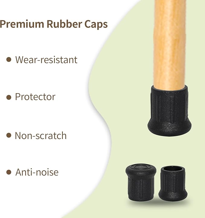 Flyshop 1", 25 mm, Patio Round Chair Leg Caps, Furniture Table Feet Covers Floor Protectors, Non-Marking Straight Type Frosted Synthetic Rubber Legs Tips, 8 Pack, Black - Image 6