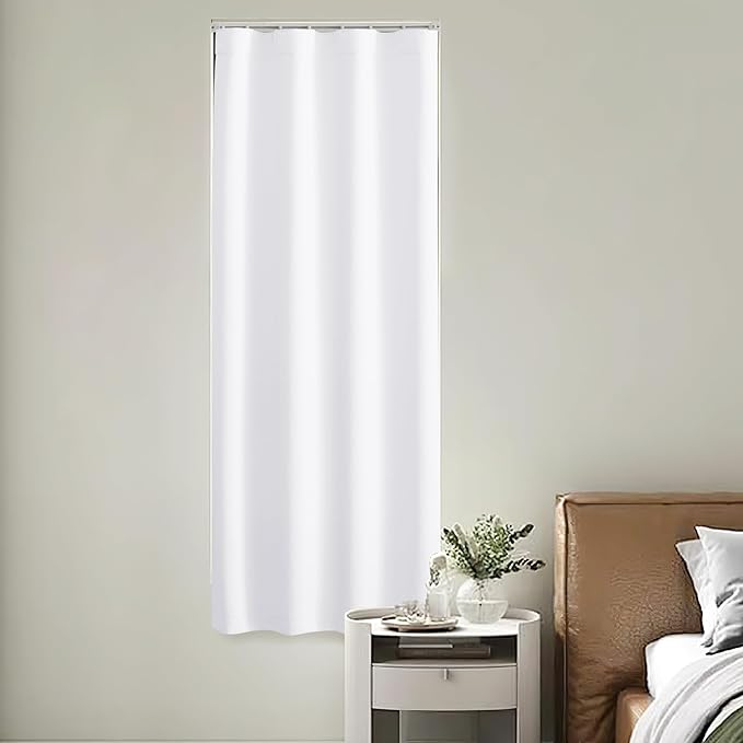 NICETOWN 1 Panel Blackout Door Curtain, Thermal Insulated Privacy Window Covering for Patio French Front Door Sidelight Curtain, Rod Pocket and Ceiling Track, W36 x L72 inch, Pure White - Image 7