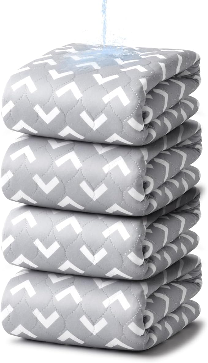 Non-Slip Bed Pads for Incontinence Washable (34" x 36"|4 Pack), Waterproof Bed Pads, Bed Wetting Pads for Bed, Sofa, Floor, Resuable Underpads for Adults, Seniors, Pet by Brosive