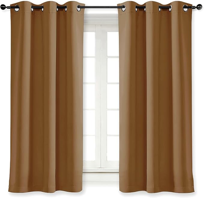 NICETOWN Blackout Curtain Blind for Bedroom, Single Panel, W42 x L45 inches, Gold Brown, Thermal Insulated Grommet Blackout Room Darkening Drape/Drapery by NICETOWN