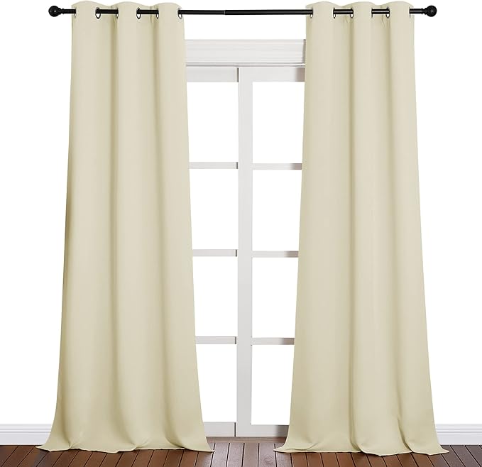 NICETOWN Room Darkening Curtain Panels - Baby Room Curtains 90 inches Long, Privacy Draperies (Beige, 42 inch Width, 2 Panels) - Image 2