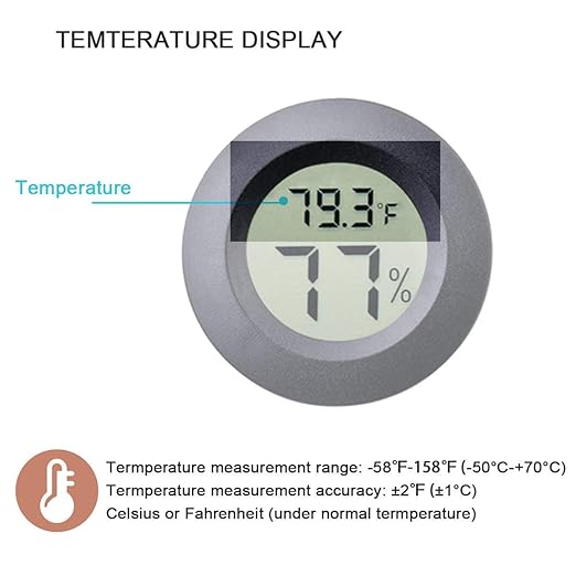 4-pack Mini Hygrometer Thermometer Fahrenheit Indoor Room Round Humidity Temperature Gauge for 3D Printer Home Jars Reptile Incubator Guitar Case - Image 3