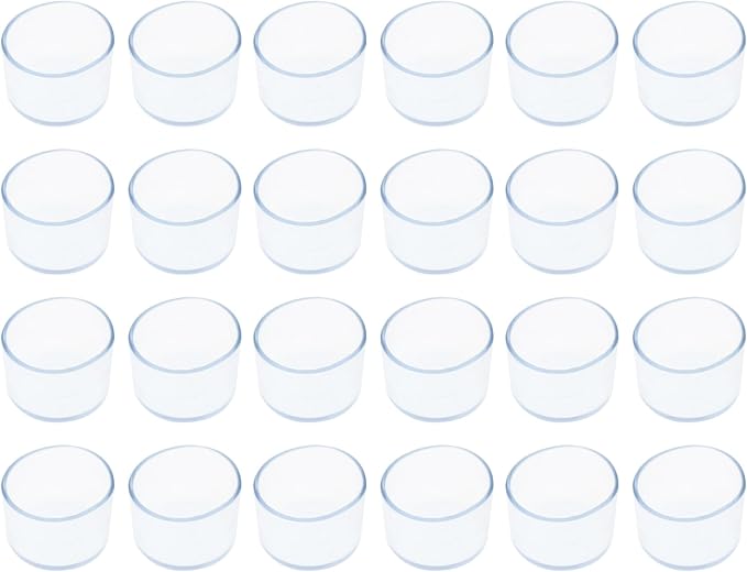 Round Chair Leg Caps,PVC Furniture Feet Covers,TTZEZE Transparent Round Floor Protectors,Clear Table Feet Covers Preventing Plastic Chair Leg Covers Scratches and Noise 35mm/1.38'', 24 by TTZEZE