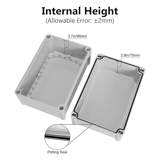LeMotech IP67 Waterproof Junction Box ABS Plastic Project Box Dustproof Electrical Box Outdoor Enclosure for Electronics DIY Case Gray 11x 7.5X 7.1 inch (280x 190x 180 mm) - Image 4