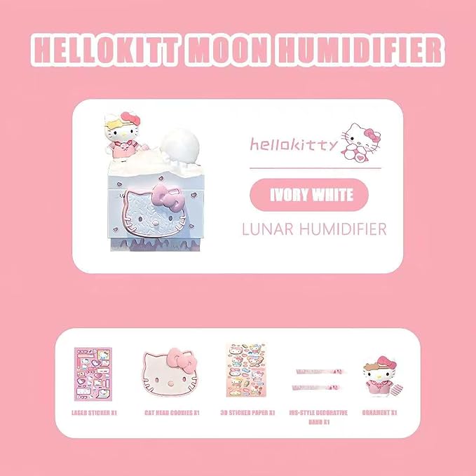 Cartoon Kitty Portable Small Humidifier, USB Personal Desktop Humidifier, suitable for cars, offices, bedrooms, ambient decoration, holiday gifts, ultra-quiet. (White) - Image 2