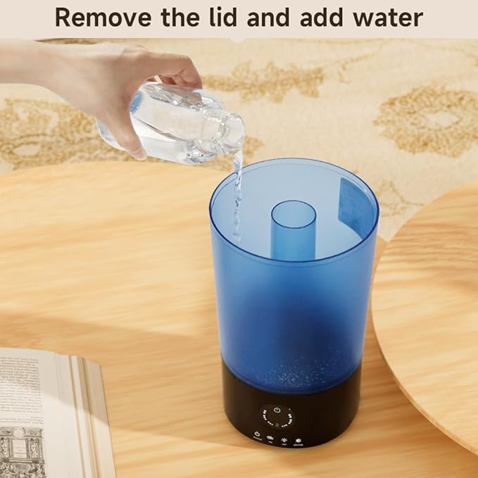 Humidifiers for Bedroom, 3.2L Quiet Ultrasonic Cool Mist Humidifier with 360° Nozzle, 18H Runtime, Timer (1/2/4/8H), Auto Shut-Off, 7-Color RGB Light, Adjustable Mist, for Home, Nursery & Plants - Image 5