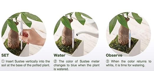 IPPINKA Sustee Aquameter, White, Small, Bundle of 12, Soil Moisture Meter for Potted Plants - Plant Water Sensor (Refillable Style) - Image 5