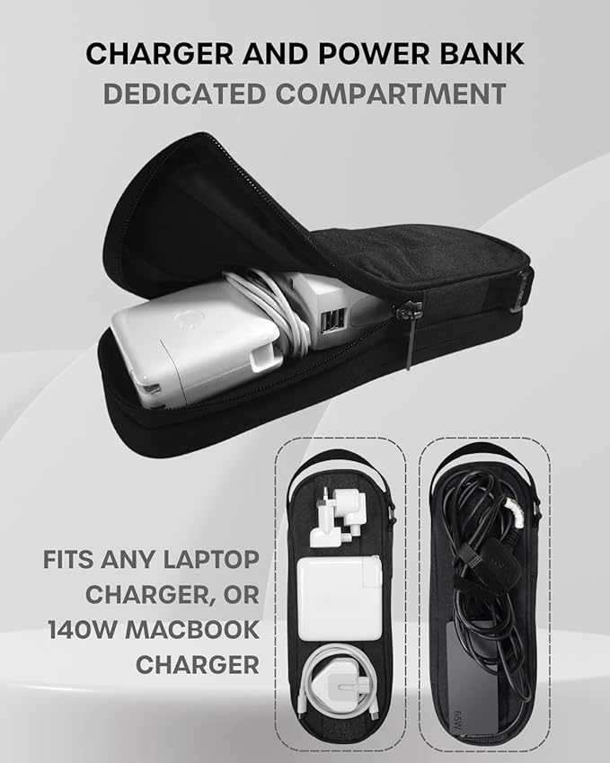 SIDE BY SIDE Electronics Organizer Travel Case for Cables, Charger, Power Bank – Tech Bag for MacBook Accessories, Adapter – Slim Cord Organizer Bag with Gift Box for Travel & Daily Use - Image 3