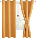 Hiasan Blackout Curtains for Bedroom, 42 x 63 Inches Length - Thermal Insulated & Noise reducing Window Curtains for Living Room, 2 Drape Panels Sewn with Tiebacks, Pumpkin Orange by Hiasan