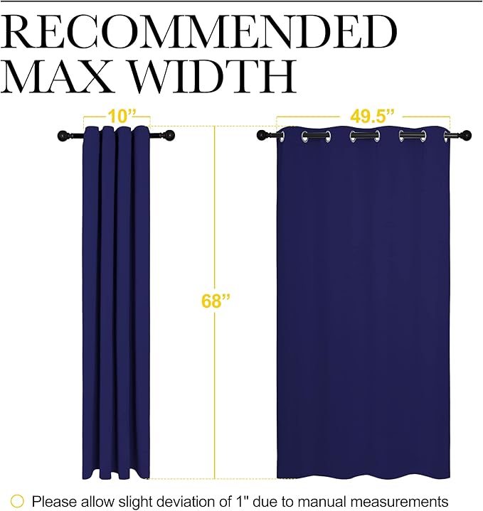 NICETOWN Blackout Draperies Curtains, All Season Thermal Insulated Solid Grommet Top Blackout Curtains/Drapes for Kid's Room (Royal Blue, 1 Pair, 55 x 68 inches) - Image 7