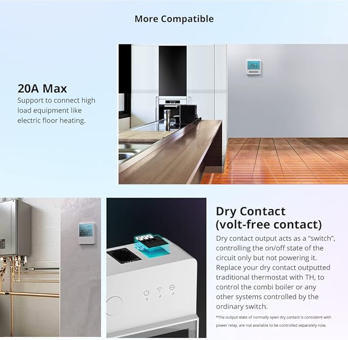 Smilewolf TH Elite 16A/20A WiFi Smart Switch Temperature and Humidity Monitoring Switch Smart Home work with DS18B20/ THS01/ RL560 (THR316D) - Image 5