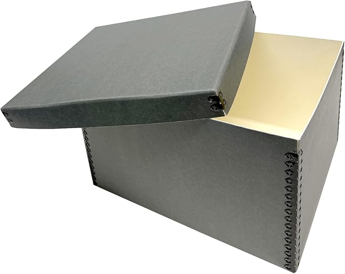 Lineco Record Storage Box 12x15x10 inch. Extra-Durable Filing Archival Cartons for Long-Term Storing of Important Documents, Papers, Photos or Prints. Acid-Free Gray Boxboard, 2 Pack - Image 9