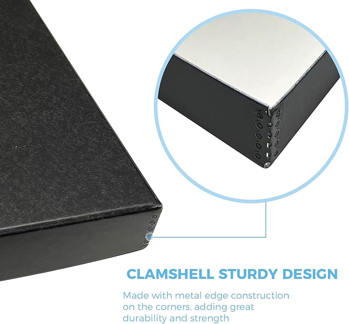 Lineco Clamshell Folio Storage Box, 16.5" x 20.5" x 1.75" Prints, Metal Edge Archival Boxboard, Color: Black - Image 4