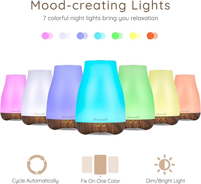 Aromatherapy Essential Oil Diffuser for Room: Air Humidifier Aroma Scent Cool Mist Diffusers Colorful Light Cute Mini Small Waterless Auto Off Ultrasonic for Home Bedroom - Image 4