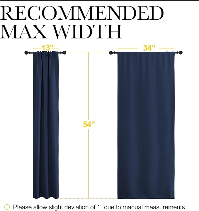 NICETOWN Kitchen Curtains, Short Blackout Curtains & Drapes, Thermal Insulated Blackout Curtain Panels for Kids Room, Play Room (Navy, 34" Wide by 54" Long, 2 PCs) - Image 7