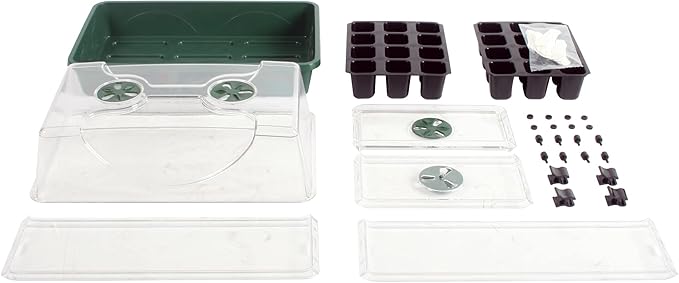 EarlyGrow Domed Propagator with 1 Height Extender, Seedling Trays, and Locking Clip Set, Green, Medium (97008) - Image 6