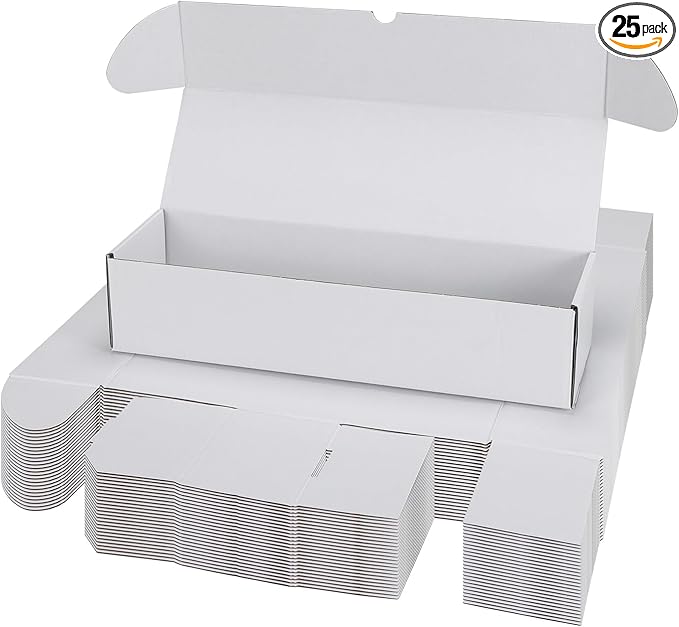 Bulk 400 Capacity Card Toploaders Storage Box, in Total 25 Pack All White Cardboard Shipping Boxes for 10000 Count 35pt 3x4 inch Toploaders or Toploaded Cards by Serwrsw