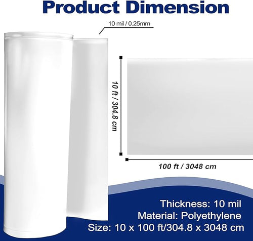 10'x100' Crawl Space Vapor Barrier, 10mil Film Plastic Sheeting, Heavy Duty Polyethylene Film, Ideal for Crawl Space, Garden, Basement, White - Image 2