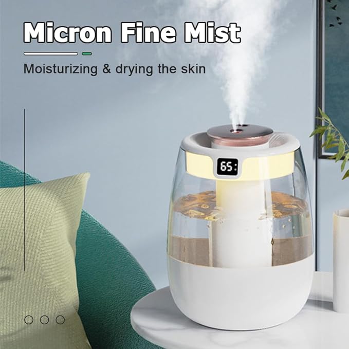 DONGKER Double Spray Humidifier,1L Silent USB Digital Display Humidifier with 2 Mist Modes & Night Light for Car Office Home Room - Image 7