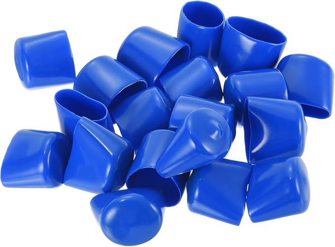 uxcell 20pcs Rubber End Caps 24mm ID Vinyl Round Tube Bolt Cap Cover Screw Thread Protectors Blue - Image 4