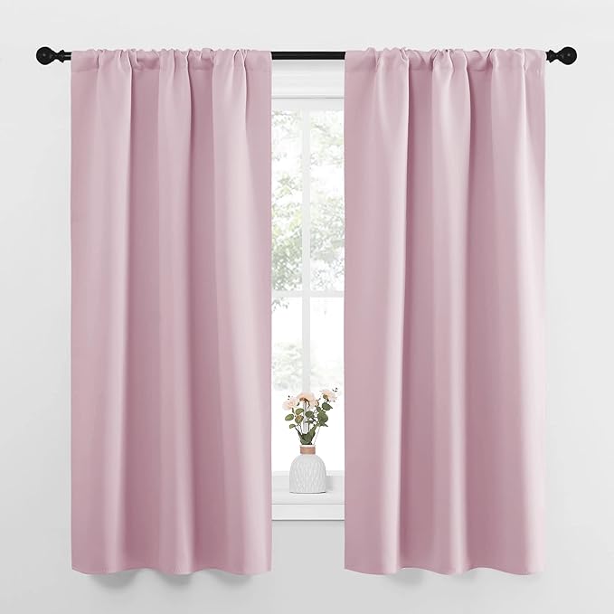 NICETOWN Bedroom Curtains, Room Darkening Draperies Window Curtain Panels, Thermal Insulated Room Darkening Curtains (Lavender Pink, 2 Panels, W34 x L63) by NICETOWN