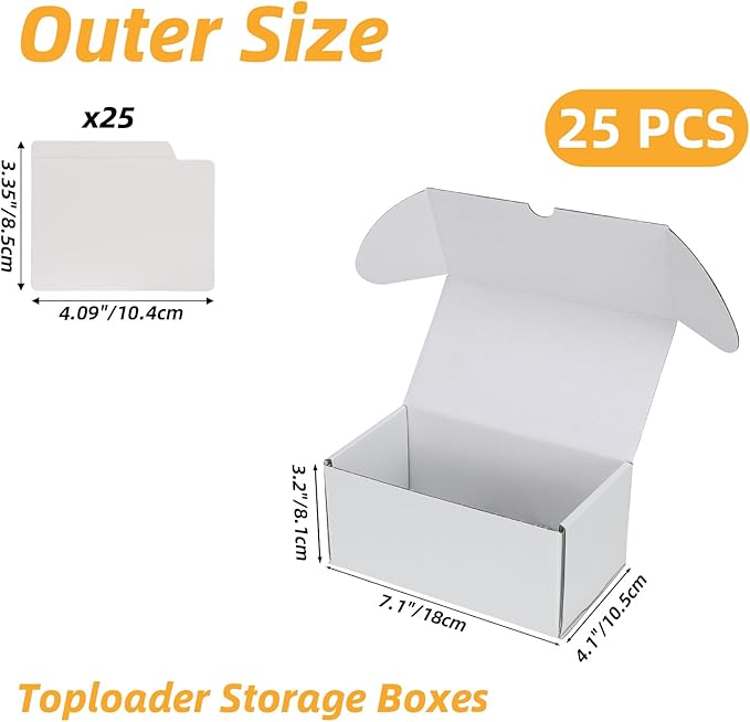 Bulk 200 Capacity Card Toploaders Storage Box, in Total 25 Pack All White Cardboard Shipping Boxes for 5000 Count 35pt 3x4 inch Toploaders or Toploaded Cards - Image 2