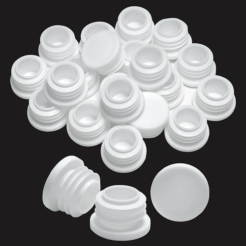 1" (25mm) Plastic Hole Plugs White -Round Chair Leg Caps, Flush Mount Pipe Plugs, Tubing End Caps for Metal & Wood Legs Tube, Outdoor Furniture Feet caps,for Pipe Wall thicknesses of 2-4 mm 24 PCS by EASYEAH