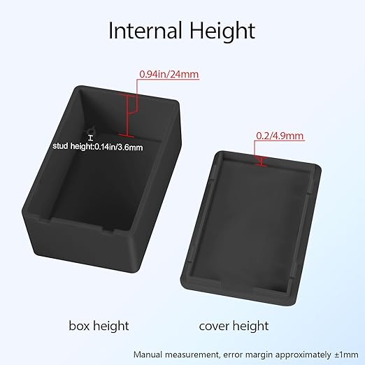 Project Box 8 Pieces Electrical Box Small Junction Box ABS Plastic Enclosure Power Electronic Case Black 2.76" x 1.77" x 1.14"(70 x 45 x 29mm) - Image 5