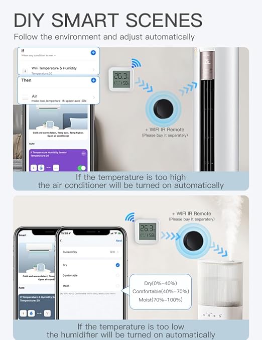 Zigbee Temperature and Humidity Sensor, with Display, Wireless Thermometer for Home Automation, ℃/℉ Switching, Remote Monitoring, Compatible with Hub/Gateway Devices with Zigbee Built-in - Image 3