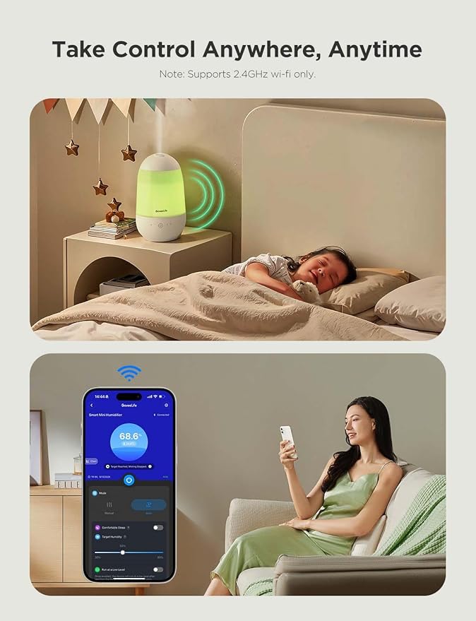 GoveeLife Humidifiers for Bedroom, Smart Cool Mist Air Humidifier for Baby, Nursery, Plants, Easy to Clean & Top Fill Ultrasonic Humidifier with APP & Voice Control, Essential Oil Diffuser, Nightlight - Image 5