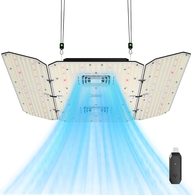 VIVOSUN AeroLight Wing AW400SE & GrowHub Controller E25, LED Grow Light 400W with Integrated Circulation Fan, Full Spectrum, Compatible with App & E42A, 4x4/5x5 Coverage by VIVOSUN