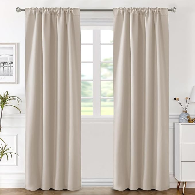 H.VERSAILTEX Blackout Curtains Thermal Insulated Window Treatment Panels Room Darkening Blackout Drapes for Living Room Back Tab/Rod Pocket Bedroom Draperies (2 Panels, Fog, 42 x 84 Inch) - Image 2
