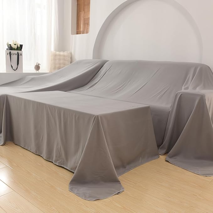 Furniture Cover Multi-Purpose, Indoor and Outdoor Furniture Dust Cover Sofa Cover Dustproof Breathable Mattress Protector Cabinet Cloth Home Dust Block (Gray, 240cm x 400cm(94x157in)) - Image 8