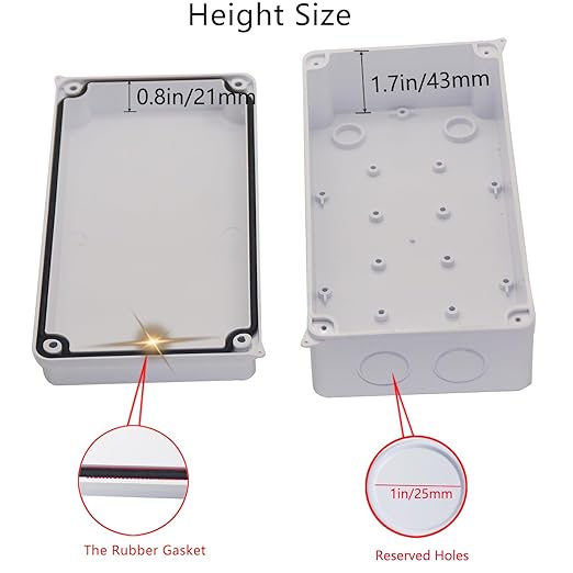 Junction Box, Reserved Holes Electrical Boxes Waterproof IP65 ABS Plastic Electrical Power Cord Enclosure Project Box White 7.9 x 5.9 x 2.8 inch(200x100x70mm) - Image 4