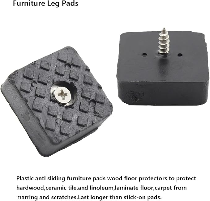 20PCS Screw on Furniture Pad,TTZEZE Furniture Sliders for Wooden,Heavy Duty Square Rubber Table Chair Leg Pads with Screws,Best Floor Protector,Protect Your Hardwood & Laminate Flooring from Scratches - Image 3
