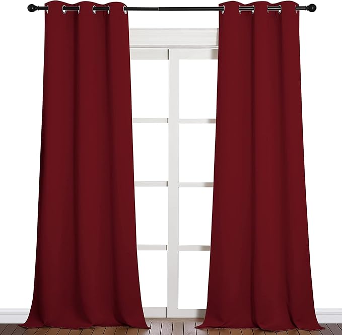 NICETOWN Christmas Burgundy Red Blackout Drapes - Window Treatment Light Blocking Privacy Curtain Panels for Window Decoration (Set of 2, 42 inches by 90-inch) by NICETOWN
